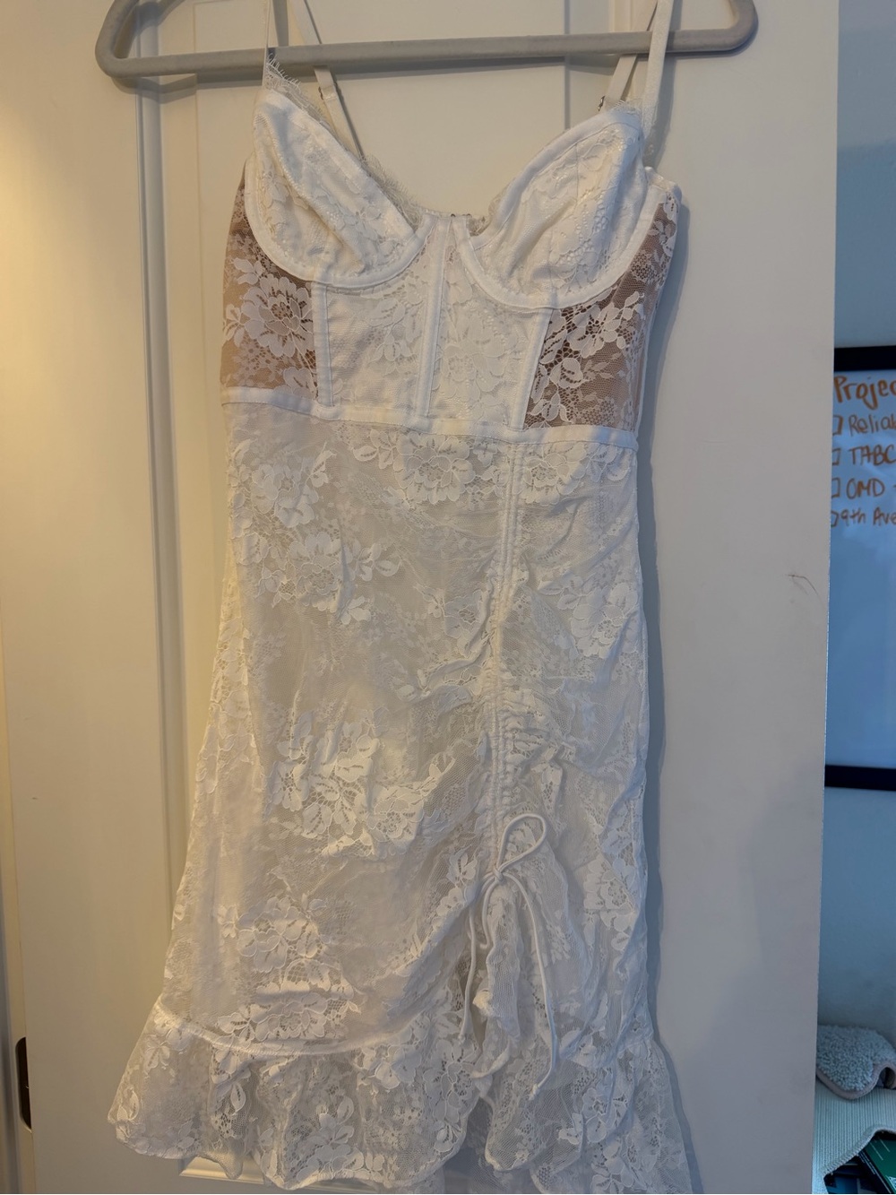 NWOT For Love & Lemons White Lace Mini Slip Dress